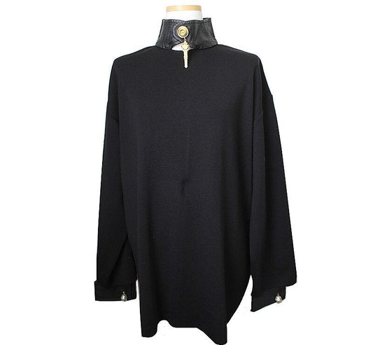 GF FERRE' Gianfranco Ferré Schwarzer Lammleder Pullover mit Rollkragen 66 77 43521630