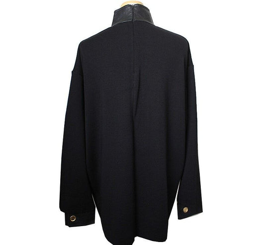 GF FERRE' Gianfranco Ferré Schwarzer Lammleder Pullover mit Rollkragen 66 77 43521630