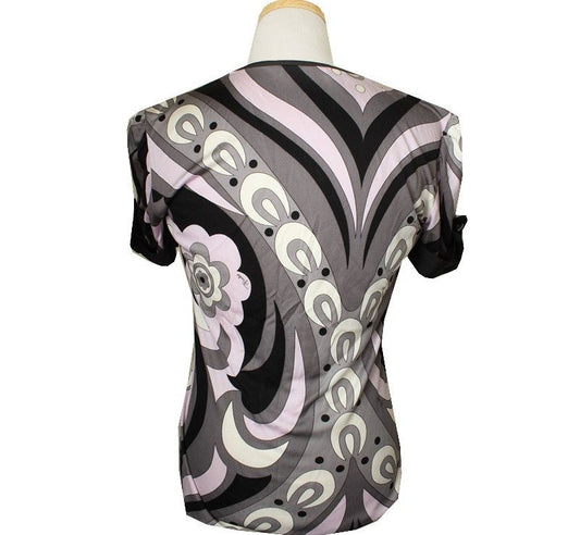 Emilio Pucci Round Neck Monotone Print Silk Top 55 26807118