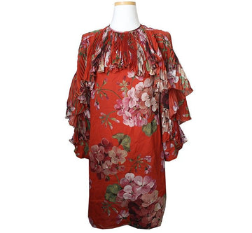 GUCCI Seidenplissiertes Kleid in Tomatenrot 55 43521540
