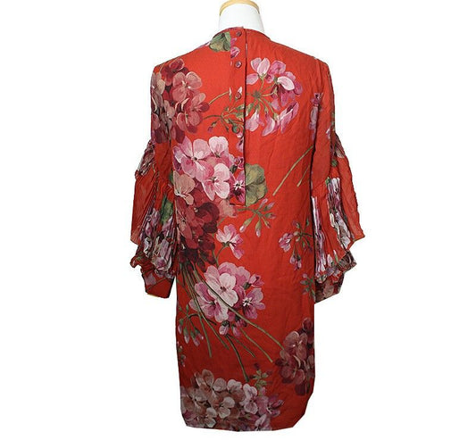 GUCCI トマトレッド シルク プリーツ ワンピース 55 43521540