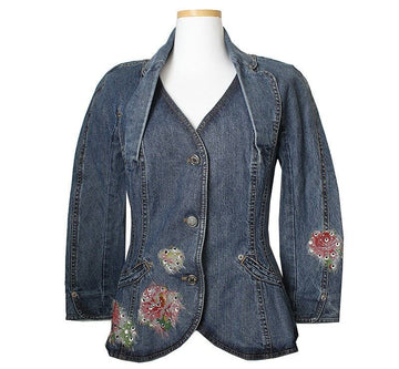 DIOR Boutique Denim Seidenapplikationsjacke 44 43521593