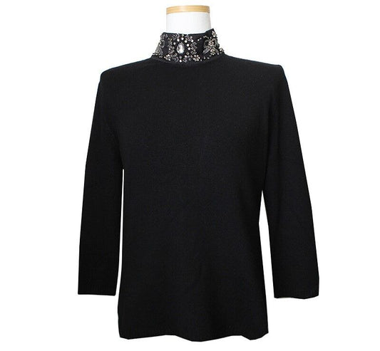 BLUMARINE Schwarzes Beaded Strickoberteil 44 43521625