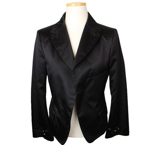 JIL SANDER Schwarze Seidenjacke mit Perlenbesatz 38 26809923