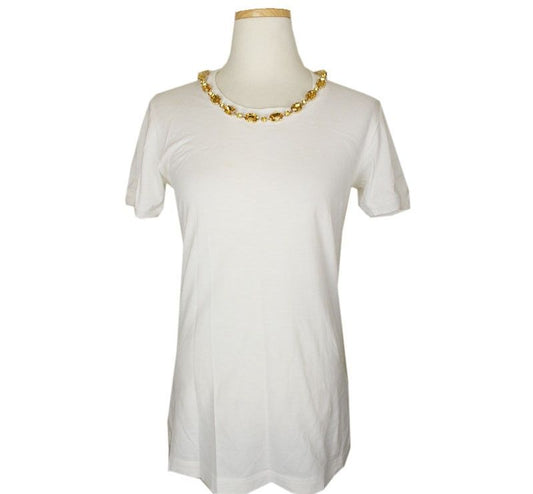 Dolce & Gabbana Neck Beads Cotton Knit Top 38 26807340