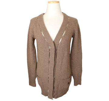 Chloe Cut-Out Detail Wool Knit Cardigan Melange Beige 38 26809970