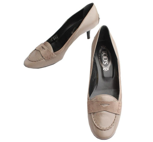 TODS Khaki-Graue Wildleder & Gommino Dekor Pump 39 26810944