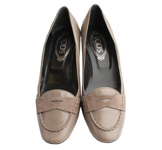 TODS Khaki-Graue Wildleder & Gommino Dekor Pump 39 26810944