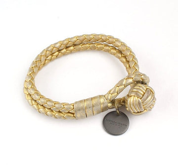 BOTTEGA VENETA Metallgold Geflochtenes Leder Armband 12345 26811801