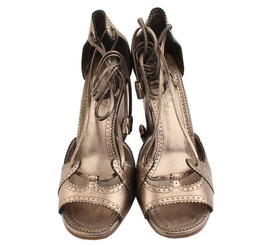 Hermes Ghillies Lace Bronze Wedge Heel 36.5 26810901