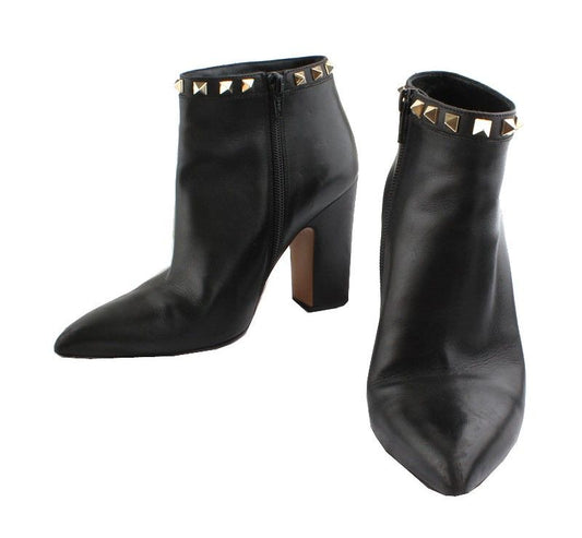 VALENTINO Schwarze Goldene Rockstud Ankle Boots 225 26811013