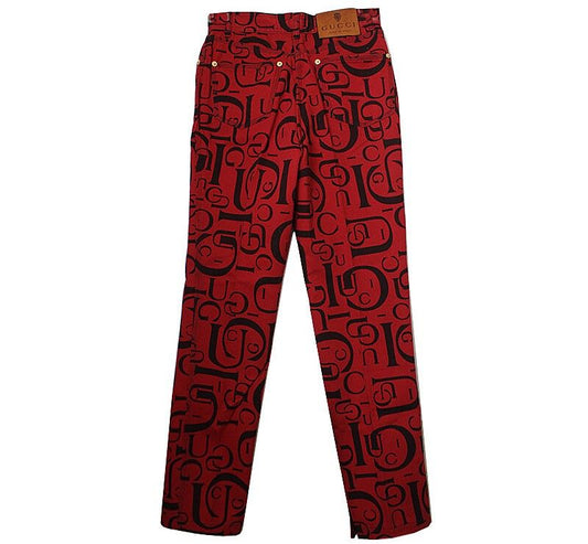GUCCI レッドロゴデニムパンツ 44 55 43706676