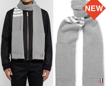 THOM BROWNE メリーノウール エッジポケット スカーフ MKS067A 30480965