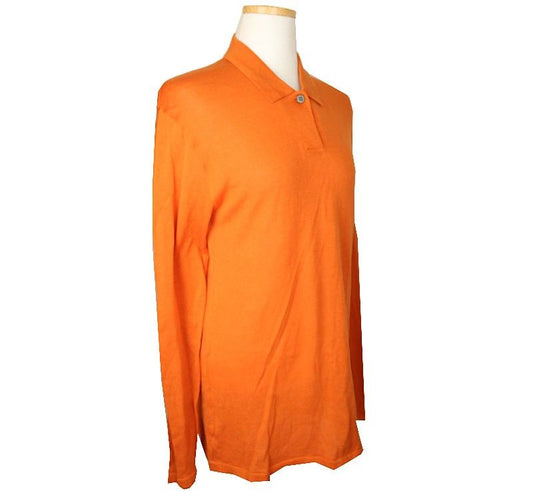 ISSEY MIYAKE Pleats Please Orange Polo Neck Cotton Knit Top 3 26807633