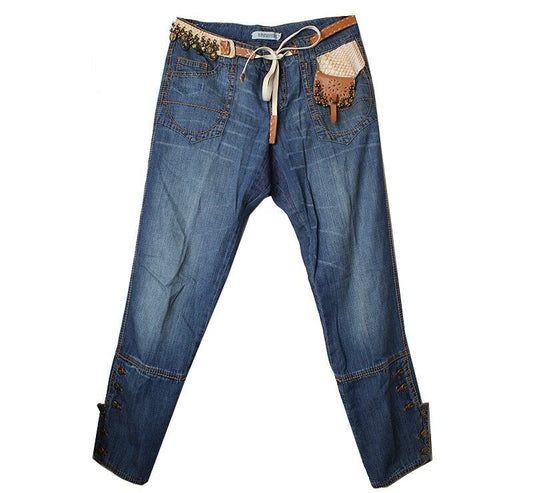 ERMANNO SCERVINO Ermano Servino Leder Applikation Denim-Pants 55 66 43851581
