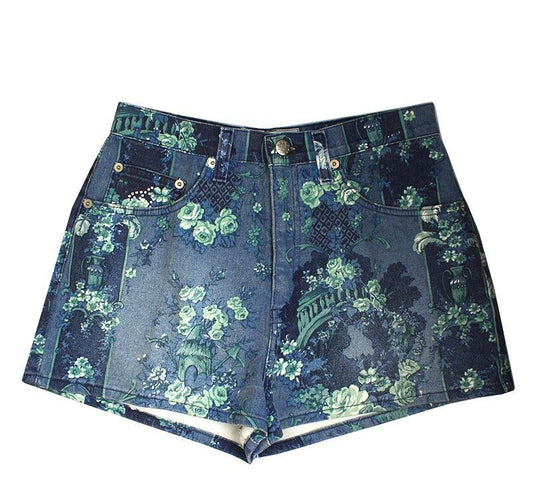 BLUMARINE Grünrose Denim Shorts 55 43706637