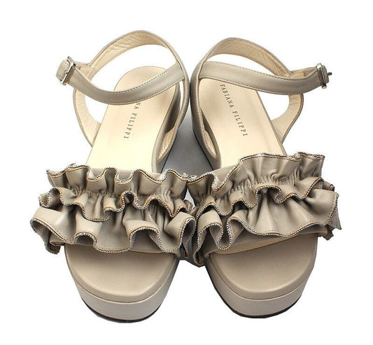 Fabiana Filippi Taupe Lambskin Sandals 36 43851626