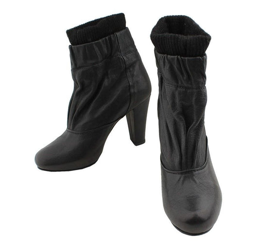 TSUMORI CHISATO Zumori Chisato Schwarze Raffung Sockenschuhe 23 26810882