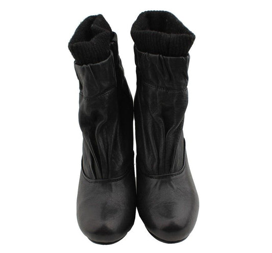 TSUMORI CHISATO Zumori Chisato Schwarze Raffung Sockenschuhe 23 26810882