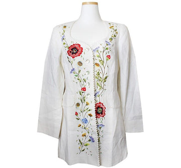 Kenzo Jungle Line White Linen Embroidered Jacket 55 43706639
