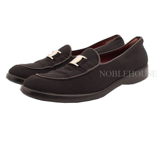Salvatore Ferragamo Black Silver Logo Loafers 7.5 26810967 – trenbe