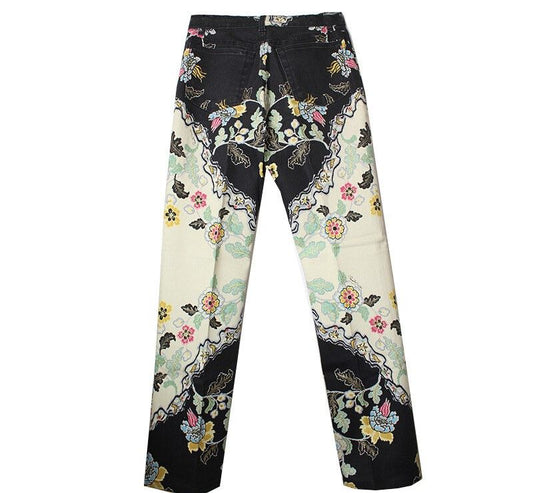 ROBERTO CAVALLI Schwarze Blumen Glitzerhose 55 43851637