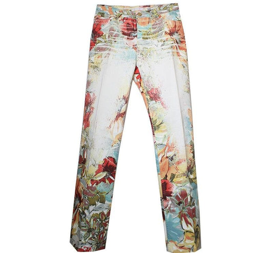 ROBERTO CAVALLI Glitzer Blume Orange/Ivory Hose 55 43851642