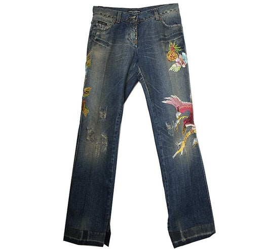 DOLCE & GABBANA Hawaiian Bestickte Jeanshose 55 43851645