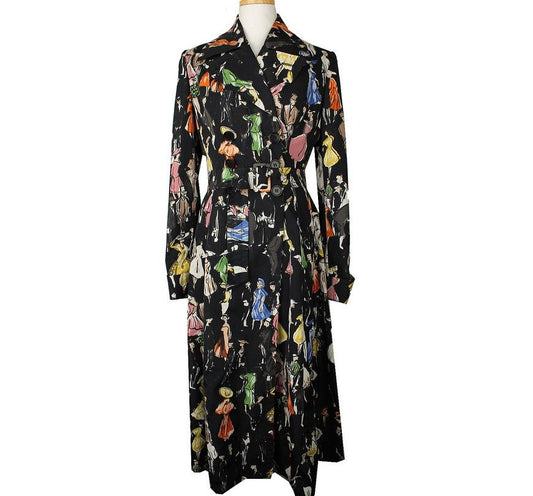 Paul Smith Black Multi-Pattern Belted Long Trench Coat 38 26810433