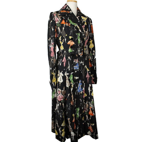 Paul Smith Black Multi-Pattern Belted Long Trench Coat 38 26810433