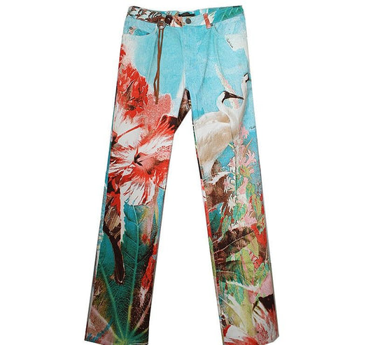 ROBERTO CAVALLI Mintgrüne Blumenmuster Hose 55 43851659