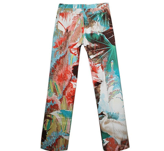 ROBERTO CAVALLI Mintgrüne Blumenmuster Hose 55 43851659