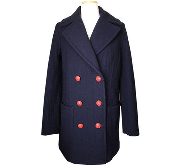 ZADIG & VOLTAIRE マリン レッドボタン ウールブレンド コート 44 26810559
