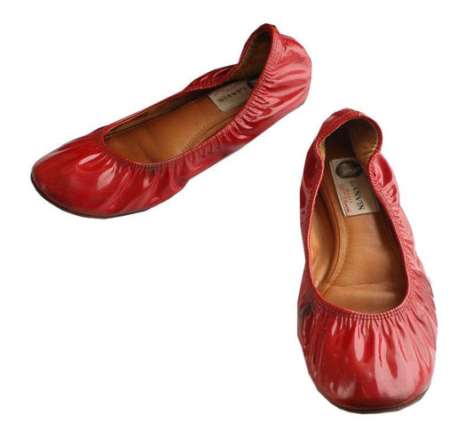 Lanvin Red Patent Flat Shoes 37 26811162