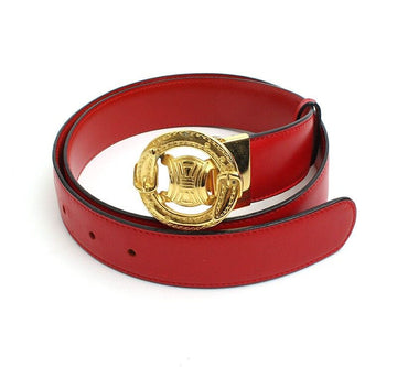 Celine Blason Gold Round Buckle Red Belt 32087164