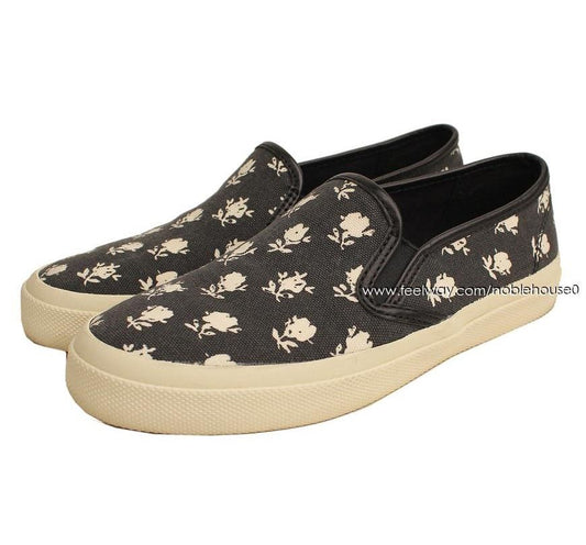 Coach Americana Black & White Flower Printing Slip-on 6 26807380