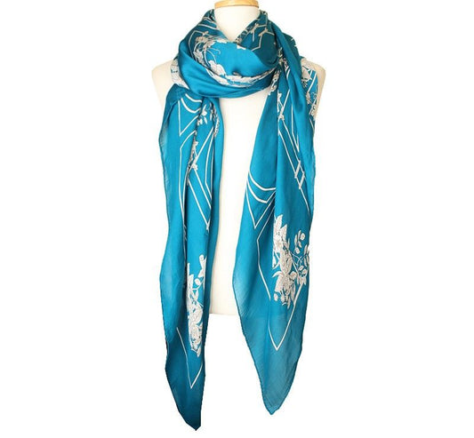 Gucci Printed Royal Blue Square Silk Big Scarf 26811929