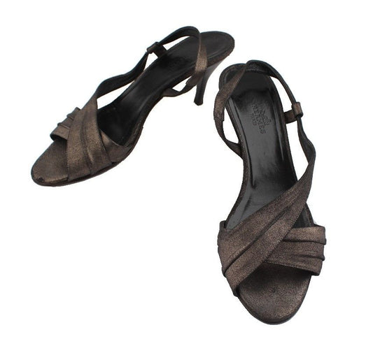 Hermes Vintage Metal Shirred Strap Sandals 38 26810877