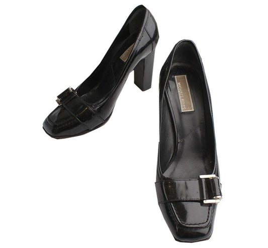 MICHAEL KORS Schwarze Lackleder Pumps mit silbernem Dekor 7.5M 26811007