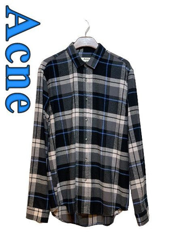 ACNE STUDIOS アクネ グレー ウール チェック シャツ 5616718250 24291365