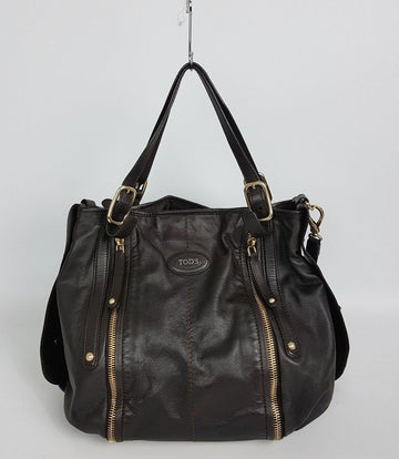 TODS ブラウンレザー2WAYバッグ 27063016