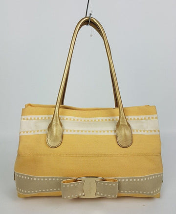 Salvatore Ferragamo Vara Bow Canvas Shoulder Bag 27061364