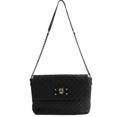 MARC JACOBS ブラックキルティングフラップシルバーチェーンシングルショルダー 26811154