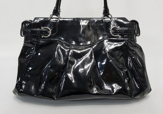 Salvatore Ferragamo Black Enamel Shoulder Bag 27060896