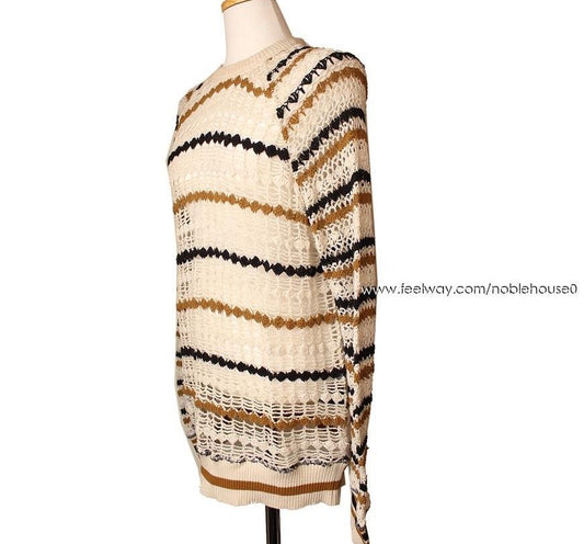 ISABEL MARANT Etoile Ivory Streifen Netz Strick 26809991