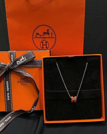 HERMES Rote Silber Pop-Ausch Mini-Halskette 6070996356 27516321