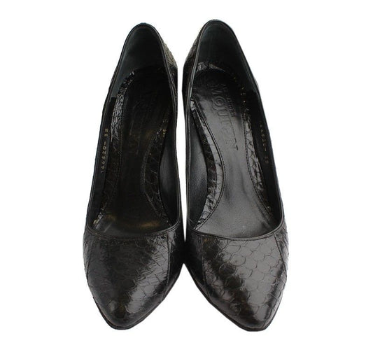 ALEXANDER MCQUEEN McQueen Schwarze Pythonmuster Wildleder Pumps 38 26810851