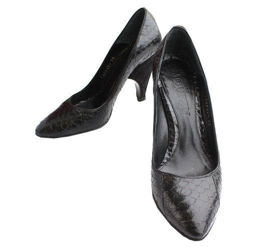 ALEXANDER MCQUEEN McQueen Schwarze Pythonmuster Wildleder Pumps 38 26810851