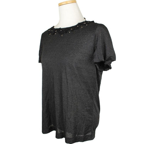 Balmain Metallic Black Beaded Sheer Top 11 26807329