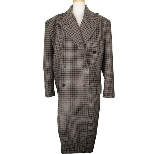 Balenciaga Multi-Check Asymmetric Oversized Wool Long Coat 38 26810673